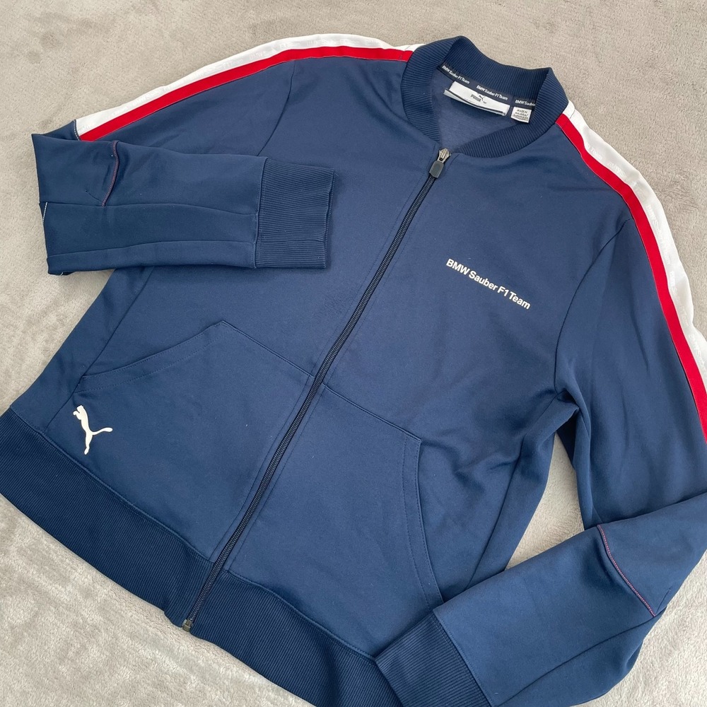 BMW Motorsport Puma Track Jacket Men‎ Large Navy Multi Striped Sauber F1 Team